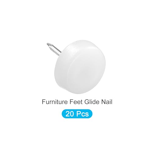 METALLIXITY Furniture Feet Nail (16mm/0.63in) 20Pcs, Plastic Round Chair Glides Sliders - for Chairs Sofa Furniture Sliders Protector Pad, White - size: 16mm/0.63in