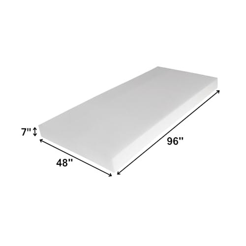 FoamRush 1/2" H x 48" W x 96" L Premium Quality Upholstery Foam Cushion High Density, Seat Replacement, Sheet Padding Made in USA - color: High Density, size: 1/2" H x 48" W x 96"
