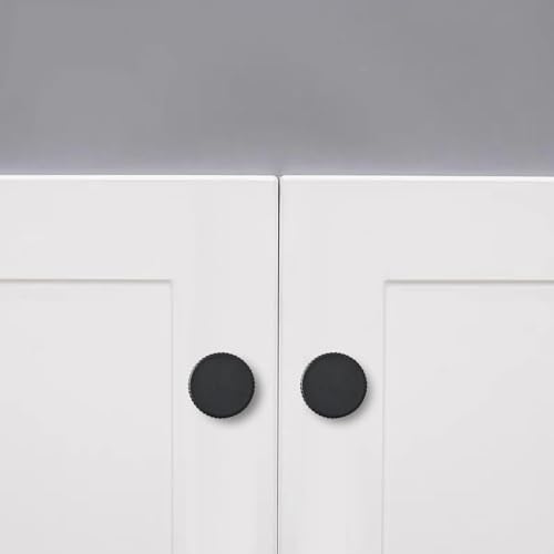 20-Pack 1-1/8 Inch Knob Matte Black Cabinet Pulls Solid Heavy Duty Cabinet Pull is Suitable for Drawers Dressers Handles Kitchens Bathroom cabinets - color: Matte Black, size: 1-1/8 Inch(28mm) Diameter
