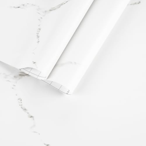 Matte White Marble Contact Paper Peel and Stick Marble Countertop - color: White, size: 15.7" x 78.7"