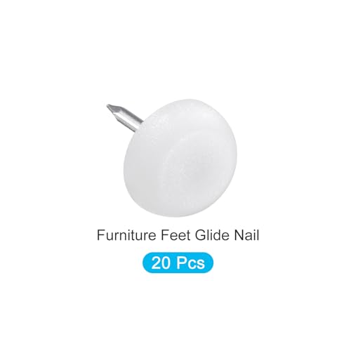 METALLIXITY Furniture Feet Nail (12mm/0.47in) 20Pcs, Plastic Round Chair Glides Sliders - for Chairs Sofa Furniture Sliders Protector Pad, White - size: 12mm/0.47in