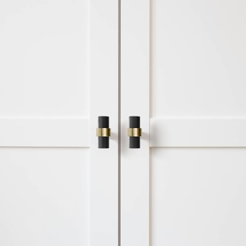 Design House Emery Cabinet Knob, Matte Black, Satin Gold - color: Matte Black/Satin Gold, size: One-Size Knob 5-Pack, style: Emery