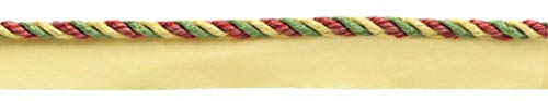 DÉCOPRO 3/16" (0.5cm) Small Shiny Twisted with Lip Twisted Rope | Cord Trim # 0316MLT, Chili Pepper Gold #PRA2B (Light Gold, Light Red, Olive Green) 12 Yard Value Pack (11m/36 ft) - color: Chili Pepper Gold #Pra2b (Light Gold, Light Red, Olive Green), siz