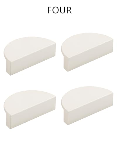 4 Pack Modern Warm White Closet Door Pulls Half Moon Kitchen Cabinet Handles Drawers Handles 2.5 Inch Hole Center Half Circle Finger Pulls - color: White, size: 2.5 Inch
