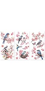 Peacoblue Cherry Blossoms, Bird Rub On Transfers for Furniture Craft 6"x12" - style: Cherry Blossoms and Birds