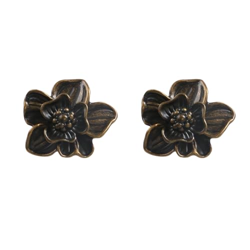 Geesatis 4 Pcs Antique Knobs Flower Metal Handles,Bronze - style: P-Bronze