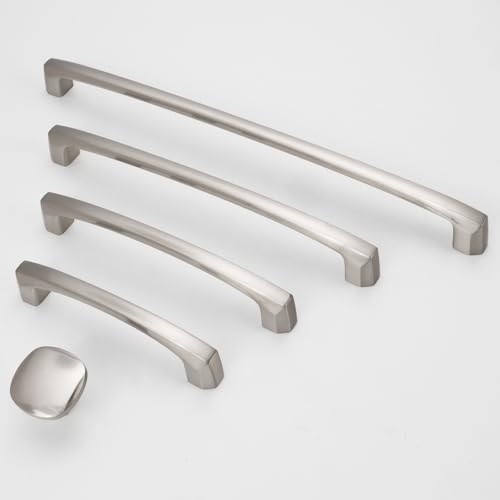 COTYKILEY 10 Pack 10Inch(254mm) Brushed Satin Nickel Kitchen Cabinet Handles Silver Cabinet Pulls Cabinet Door Handles Kitchen Cabinet Hardware - color: Brushed Satin Nickel, size: 10" Hole Center(254MM)