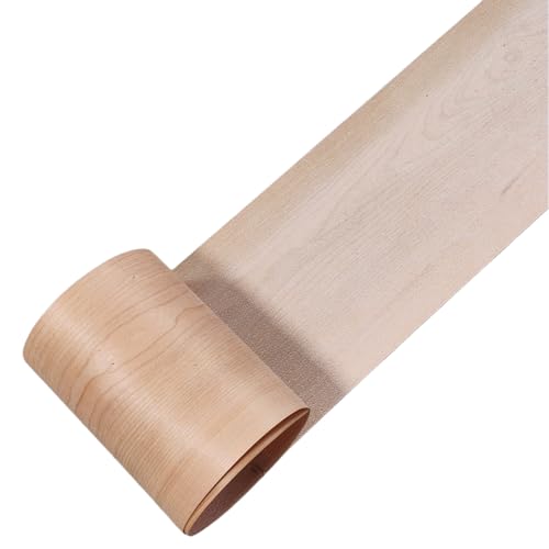 Cherry Wood Veneer Sheet,Flat Cut,8.5''x 98'',Iron On Stick Veneer Roll Without Paper,Pre-glued Hot Melt Self Adhesive Cherry Tape for Cabinet Furniture Plywood Laminate Speaker Renovation - color: Cherry
