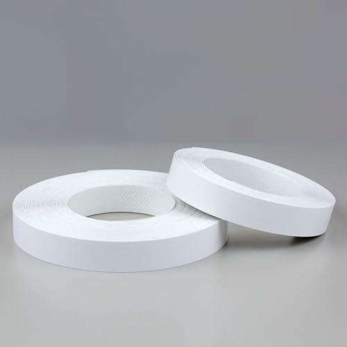 7/8" x 50' PVC White Roll Pre-Glued Edge Banding, Iron on Edge Band, Hot Melt Adhesive, Furniture Edge Tape, PVC Edging for Easy Furniture Restoration, Rough Surface, Based in USA - size: 7/8" x 50ft