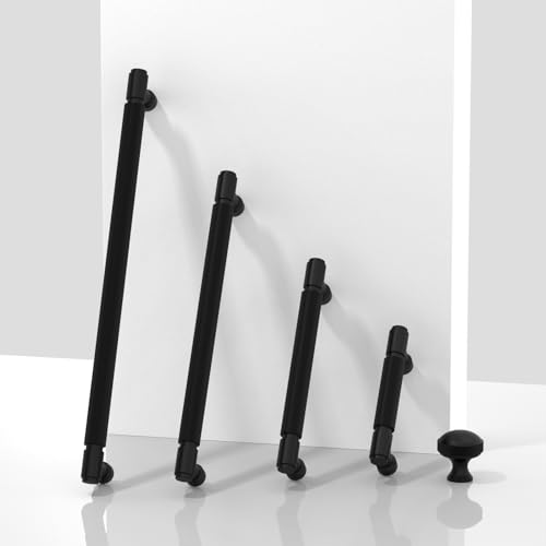 10 Pack Matte Black Knurled Cabinet Pulls 3.75 Inch(96mm) Kitchen Cabinet Handles Cabinet Hardware Drawer Pulls - color: Matte Black, size: 3.75" Hole Center