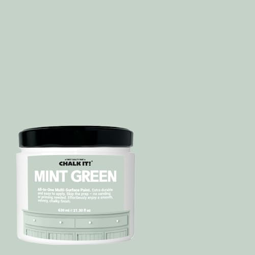 CHALK IT! All-in-One Multi-Surface Chalk Paint for Furniture & Cabinets No Sanding, No Primer, Built-In Top Coat Water-Based, Low-Odor, Fast-Drying, Matte Finish (Mint Green) - color: Mint Green