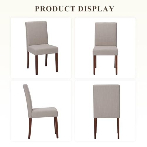 MALOL Upholstered Dining Chairs Set of 6, Modern Fabric Dining Room Chair, Wooden Dining Chair, Kitchen Side Chairs, Farmhouse Dinner Chair with High Back for Kitchen, Brown - color: Brown, size: Set of 6