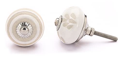 NAQSH Ceramic Cabinet Knobs Kitchen Drawer Knob Handpainted Cupboard Door & Drawers Pulls (White & Beige, 12) - style: White & Beige