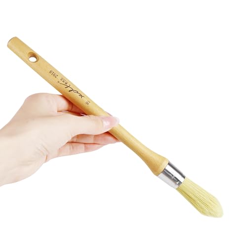 XDT#2918-18 Chalk Paint Brush, Wax Paint Brush Set for Furniture Crafts, Natural Bristle Oval Paint Brushes for All Painting and Waxing, Washable Reusable, No Shedding - size: #18