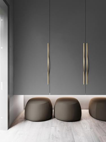 Goo-Ki Low Profile Brushed Brass Cabinet Pulls, Double Hole Centers (17.6''/18.9'') Zinc Alloy Handle for Drawer Cupboard Wardrobe,6 Packed - color: Brushed Brass, size: 17.6''/18.9'' Hole Center