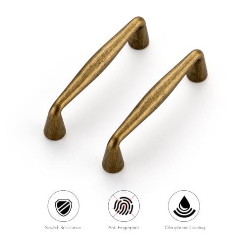 Ravinte Antique Brass Cabinet Handles Solid Handles,3 Inch,10 Pack - color: Antique Brass, size: 3 Inches Hole Center
