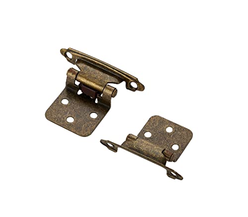Ravinte Antique Bronze Cabinet Hinges, 1/2 Inch Overlay, 30 Pack (15 Pairs) - color: Antique Brass