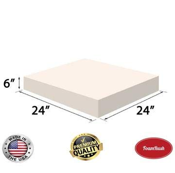 FoamRush 6" H x 24" W x 24" L Upholstery Foam Cushion High Density (Square Foam for Dining Chairs, Chair & Wheelchair Seat Cushion Replacement) - color: High Density Foam, size: 6" x 24" x 24"