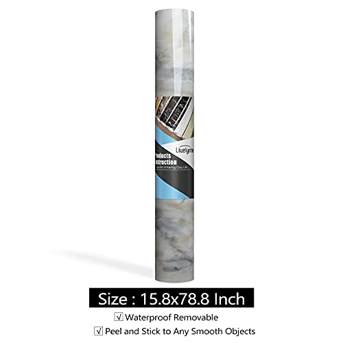 Livelynine Pacific Blue Marble Contact Paper for Countertops Self Adhesive Wallpaper for Kitchen Countertop Peel and Stick Waterproof Marble Counter Top Vinyl Wrap Table Desk Covers Bathroom 15.8x78.8 - size: 15.8" x 78.8"