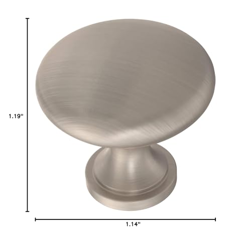 Franklin Brass (10-Pack) – Satin Nickel Cabinet Knobs for Dressers, Drawers, Kitchen Cabinet Door, Vanity, Furniture, Closet Knobs, 1-3/16 Inch Round | Mushroom - color: Satin Nickel