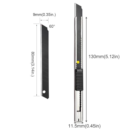 Gebildet 5pcs Right and Left Hand Self-Lock Cutter Knife/Black 9mm Snap Off Blades /60° Blace/SS - color: Ss-black Blade
