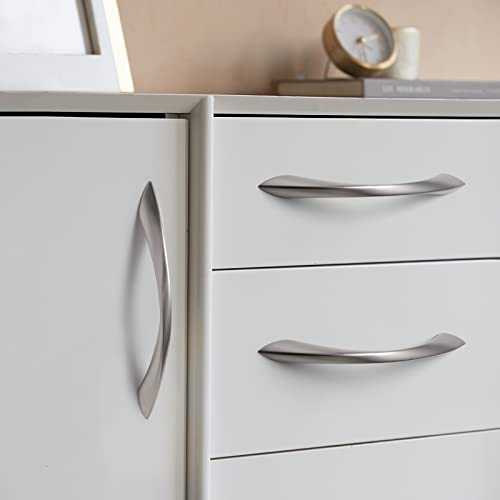 5 Pack Brushed Nickel Cabinet Pulls 5 Inch Arch Twisted Silver Handles Drawer Kitchen Cupboard Bathroom Dresser Cabinet Hardware Zinc Alloy - color: Brushed Nickel, size: 5 Inch Hole Centers