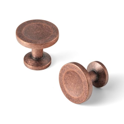 12 Pack Antique Copper Cabinet Knobs, Single Hole Round Knobs - color: Antique Copper
