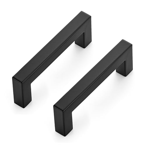 Matte Black Cabinet Handles Drawer Pulls 3.75 Inch CC 25 Pack - color: Matte Black Square, size: 3-3/4" Hole Center