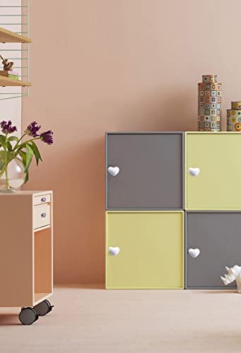HUAMULAN Ceramic Knobs Heart Shape Cabinet Dresser Pulls Door Handle 15 PCS - color: LS154-White-15PCS