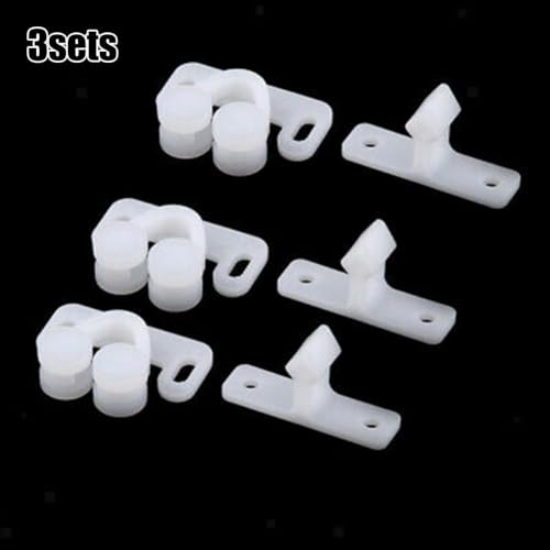 3Pcs White Marine Boat Ball Catch Door Cupboard Spring Back Plates Roller Latch Plastic Catches Cabinet Hardware, Cabinet and Furniture Door Catches