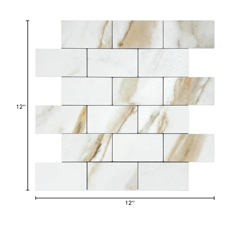 DICOFUN 1 Sheet Calacatta Gold Peel and Stick Backsplash Wall Tiles, 12"x12" Self Adhesive PVC Subway Tile for Kitchen Backsplash - color: Calacatta Gold, size: 1 Sheet, 12"x12"x0.12"