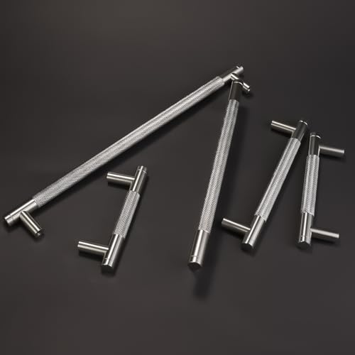 COTYKILEY 10 Pack 5 Inch(128mm) Brushed Satin Nickel Cabinet Handles Sliver Knurled Kitchen Cabinet Pulls Cabinet Door Handles Kitchen Cabinet Hardware - color: Brushed Satin Nickel, size: 5" Hole Center(128MM)