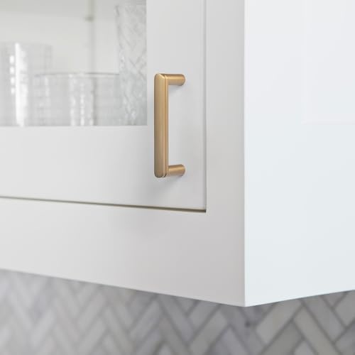 Goo-Ki 6 Pack 3'' Center to Center Champagne Bronze Cabinet Handles Contemporary Kitchen Drawer Pulls with Subtle Curves - color: Champagne Bronze, size: 3" Center to Center