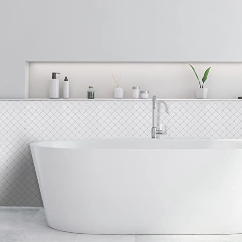 STICKGOO Arabesque Peel and Stick Backsplash Tile for Kitchen, White - color: White