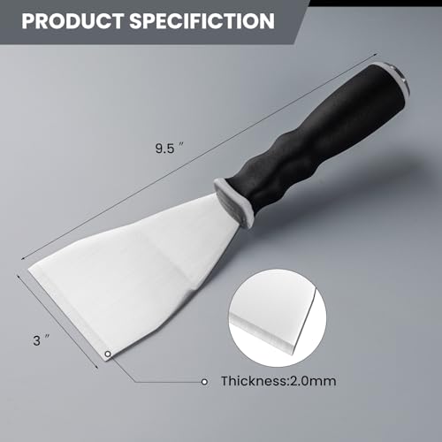 Mister Rui 3" Bent Heavy Duty Scraper, Hammer End, Pole Socket, Stainless - color: Gray