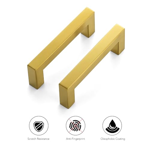 Ravinte Gold Square Pulls Cabinet Handles,3-1/2 Inch,30 Pack - color: Brushed Brass, size: 3-1/2 Inch Hole Center