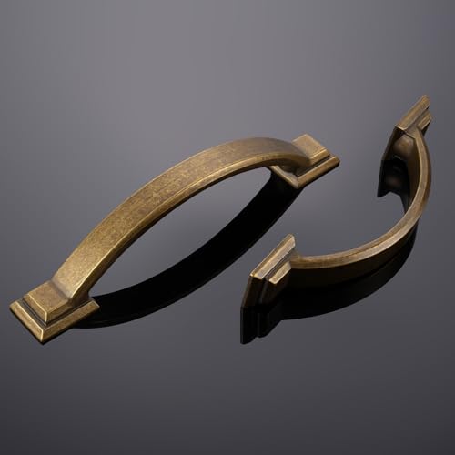 10 Pack 3-3/4 Inch Cabinet Pulls Antique Brass Kitchen Cabinet Handles Zinc Alloy Drawer Pulls Solid Cabinet Hardware - color: Antique Brass, size: 3-3/4'' Hole Center(96mm)