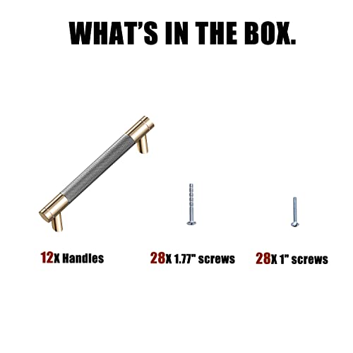 12 Pack 3 Inch 76 mm Knurled Cabinet Handles Cabinet Pulls Aluminum Handles Knurled Drawer Pulls Gold and Grey Oxidation Finish with Diamond Pattern 4" Length (3" Hole Center) - color: Gold Grey, size: 3 Inch