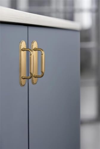 Goo-Ki 2 Pack Champagne Bronze Zinc Alloy Cabinet Pulls with Backplate - 3 Inch Hole Centers Kitchen Cabinet Pulls Hardware with Spacer,2202-UBR-76-G014-2 - color: Champagne Bronze, size: 3" Hole Center