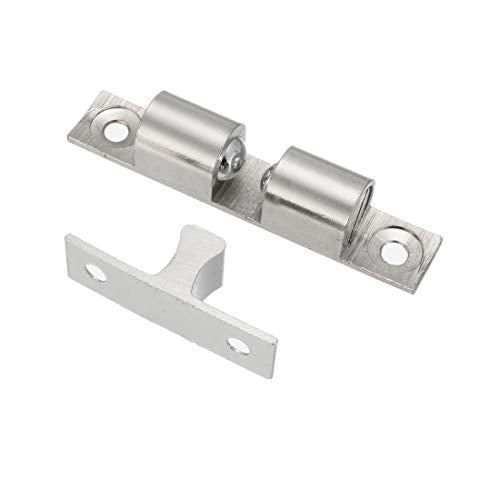 uxcell 2pcs Cabinet Door Closet Brass Double Ball Catch, Tension Latch 60mm Length Silver Tone - size: 60mm