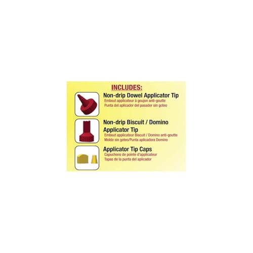 Milescraft 5223 Glue Mate 450-15oz. (450ml) Precision Wood Glue Bottle - Anti-Drip - Dowel and Biscuit Tips Included - Easy Flow Multi-Chamber Design - Ideal for Woodworking