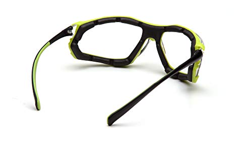 Pyramex Proximity Safety Glasses Eye Protection, Amber H2X Anti-Fog - color: Clear H2max Anti-fog Lens/ Black-lime Frame