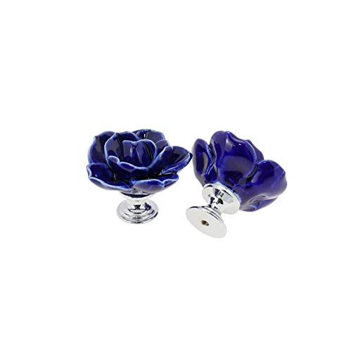 Geesatis 6Pcs Rose Decorative Knobs,Ceramic Blue Classic Cabinet Handles - style: A-Purple