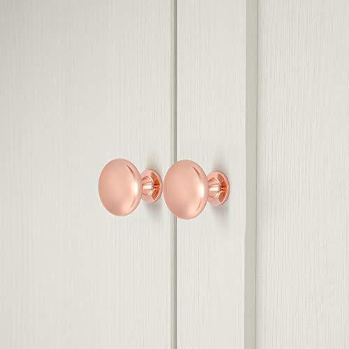 12 Pack Polished Rose Gold Cabinet Knob Solid Kitchen Drawer Hardware,Copper Drawer Dresser Knob Euro Style Round Furniture Hardware,Diameter:1-1/5 " - color: Rose Gold