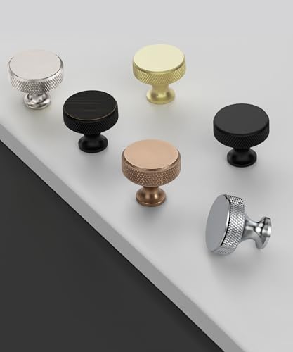 10 Pack Polished Chrome Knurled Cabinet Knobs Round Drawer Pulls - color: Polished Chrome