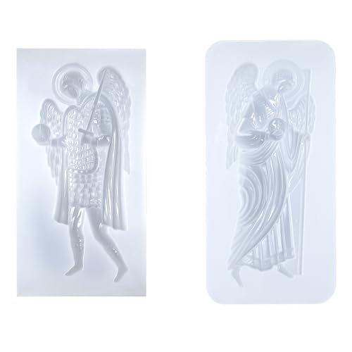 Art Molds for Polyclay Air Dry Clay Plaster, 2 Carved Archangel Symbols - color: Archangel