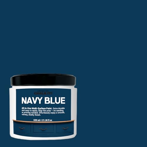 CHALK IT! All-in-One Multi-Surface Chalk Paint for Furniture & Cabinets - No Sanding, No Primer, Built-In Top Coat Water-Based, Low-Odor, Fast-Drying, Matte Finish (Navy Blue) - color: Navy Blue