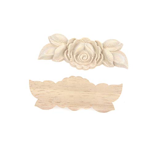 T Tulead Wood Carved Appliques Furniture Onlay Corner Applique 4PCS - style: Rose, 3.54"x1.38", 4pcs