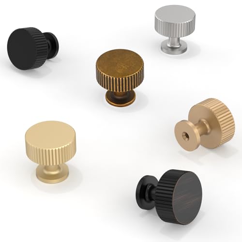 10 Pack Antique Brass Cabinet Knobs 1-1/10 Inch(28mm) Single Hole Cabinet Pulls Round Kitchen Cabinet Knobs Drawer Knobs - color: Antique Brass, size: Single Hole Knob
