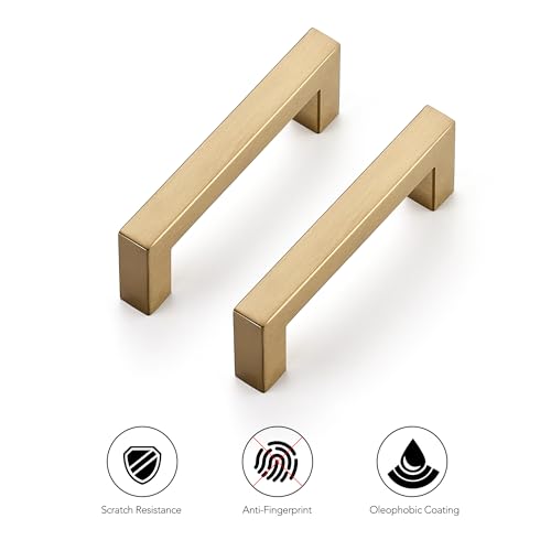 Ravinte Champagne Bronze Square Pulls Cabinet Handles,3-1/2 Inch,30 Pack - color: Champagne Bronze, size: 3-1/2 Inch Hole Center